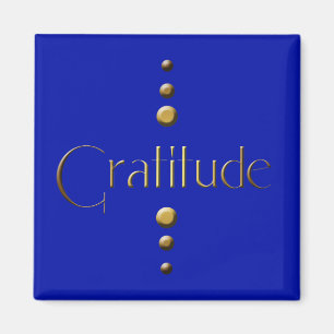3 Dot Gold Block Gratitude & Blue Background Magneet