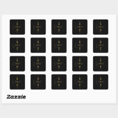 3 Dot Gold Block Liefde & Zwarte Achtergrond Vierkante Sticker (Vel)