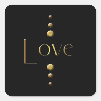 3 Dot Gold Block Liefde & Zwarte Achtergrond Vierkante Sticker
