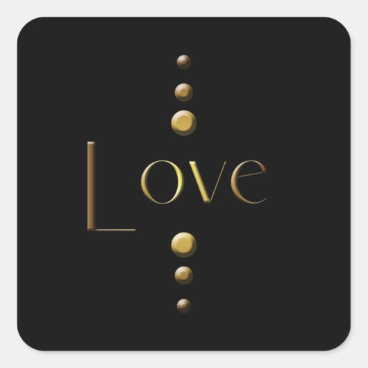 3 Dot Gold Block Liefde & Zwarte Achtergrond Vierkante Sticker (Voorkant)
