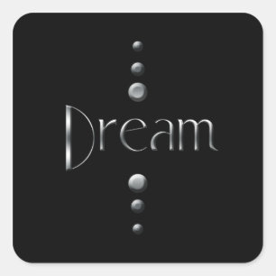 3 dot Silver Block Dream & Black Background Vierkante Sticker