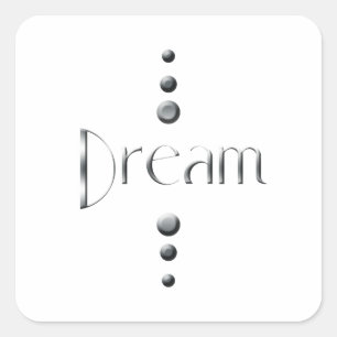 3 Dot Silver Block Dream Vierkante Sticker