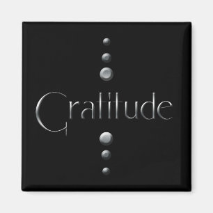 3 dot Silver Block Gratitude & Black Background Magneet