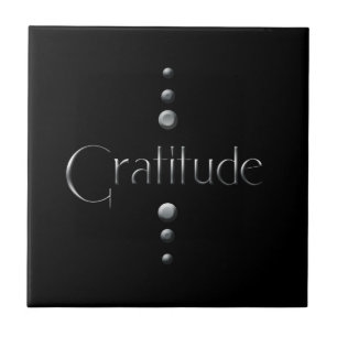 3 dot Silver Block Gratitude & Black Background Tegeltje