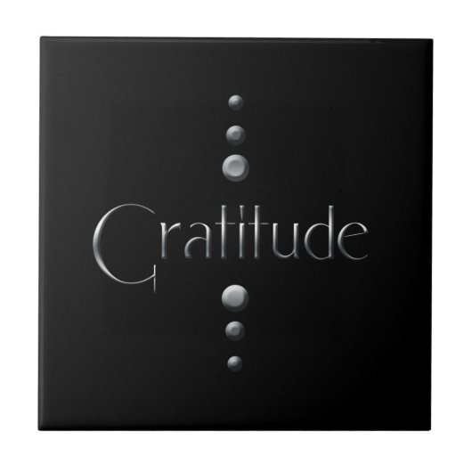 3 dot Silver Block Gratitude & Black Background Tegeltje (Voorkant)