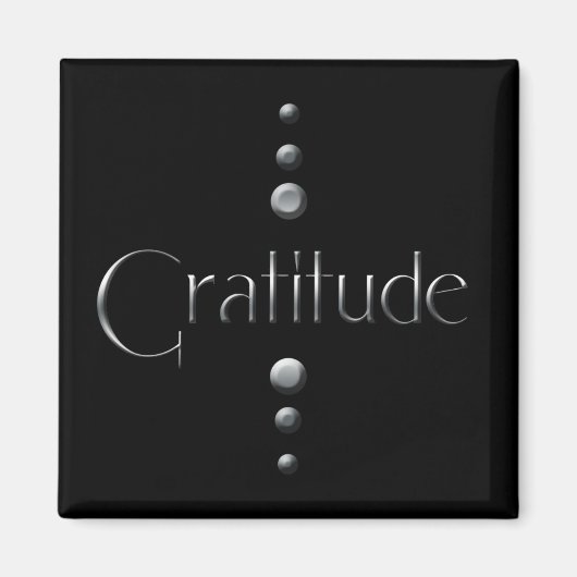3 Dot Zilveren Blok Dankbaarheid & Zwarte Achtergr Magneet (Voorkant)