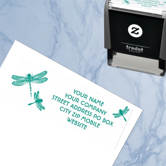 3 DRAGONFLIES Bedrijfsadres van insecten Zelfinktende Stempel