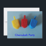 3 Draydels Feestdagenkaart<br><div class="desc">(veelvoudige geselecteerde producten)een schattige canvas tas met 3 draydels op een blauwe achtergrond en de woorden Happy chanukah die in manuscript worden uitgesplitst.</div>