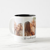 3 drie foto collage familie foto's tweekleurige koffiemok (Voorkant links)