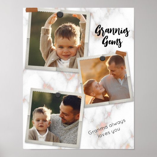 3 Drie foto's Moderne Elegant Collage Family Love Poster (Voorkant)