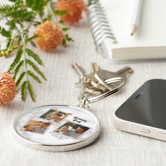 3 Drie foto's Moderne Elegant Collage Family Love Sleutelhanger (Zijkant)