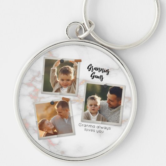 3 Drie foto's Moderne Elegant Collage Family Love Sleutelhanger (Voorkant)