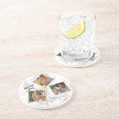 3 Drie foto's Moderne Elegant Collage Family Love Zandsteen Onderzetter (Zijkant)