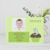 3 DRIE JAAR LEDEN PHOTO BIRTHDAY INVITE KAART (Staand voorkant)