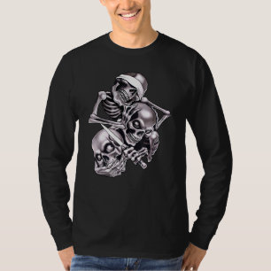 3 Drie Skull Skeleton Horror Creepy Halloween T-shirt