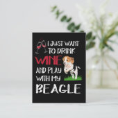 3 Drink wijn en speel met mijn beagle Briefkaart (Staand voorkant)