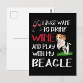 3 Drink wijn en speel met mijn beagle Briefkaart (Voorkant / Achterkant)