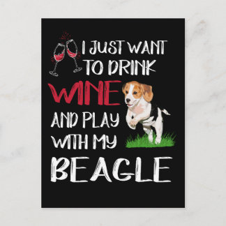 3 Drink wijn en speel met mijn beagle Briefkaart
