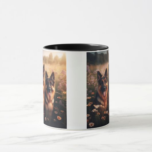 3 Duitse herders in een veld van wilde bloemen Mok (Midden)