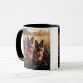 3 Duitse herders in een veld van wilde bloemen Mok (Voorkant links)