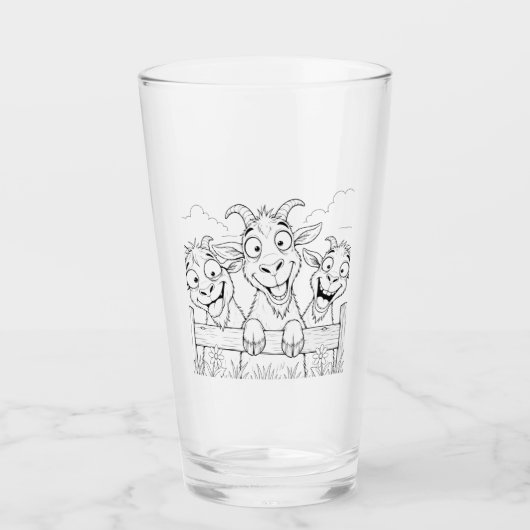 3 Dwaze Geiten Drinken Glas (Voorkant)