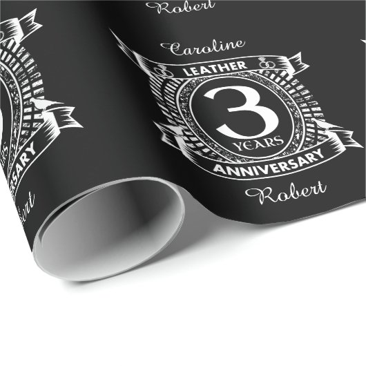 3 ^ e huwelijksdag in nood - crest cadeaupapier (Rol Hoek)