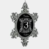 3 ^ e huwelijksdag in nood - crest tin sneeuwvlok ornament (Links)