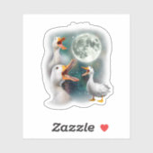3 eenden huilen bij maan grappige raar vervloekt p sticker (Vel)