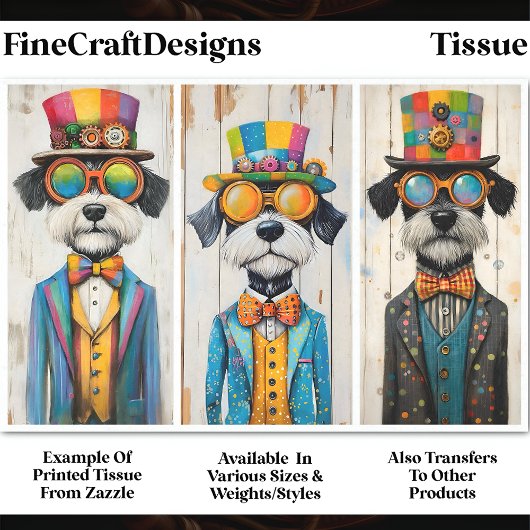 3 eigenzinnige Steampunk Schnauzer Dogs DDE5 Decou Tissuepapier