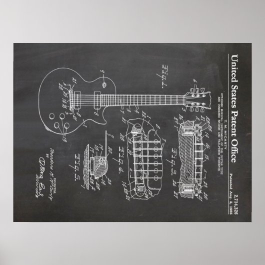 3 Electric Guitar Patent - Funny Music Lover Gift Poster (Voorkant)