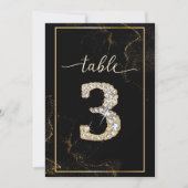 3 Elegante Diamanten Printbare Tafel Nummers Kaart (Voorkant)
