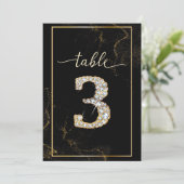 3 Elegante Diamanten Printbare Tafel Nummers Kaart (Staand voorkant)