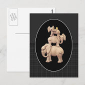 3 Elephanes en 1 Duck Briefkaart (Voorkant / Achterkant)