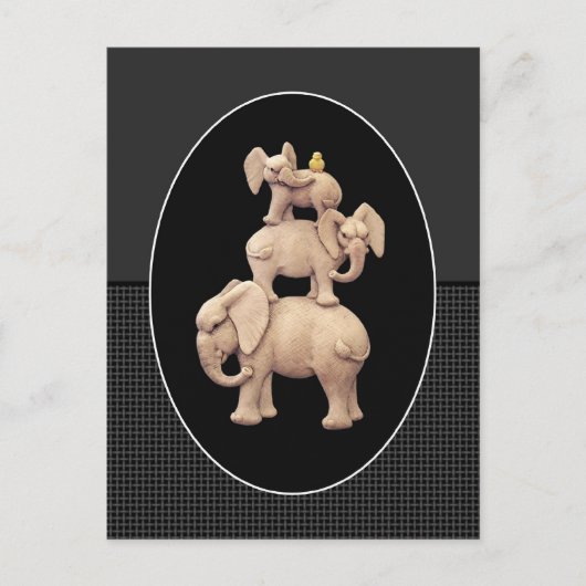 3 Elephanes en 1 Duck Briefkaart (Voorkant)