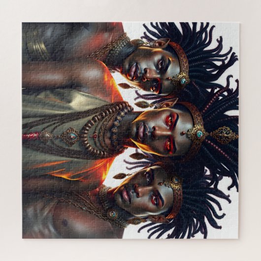 3 Elf prinsen zwarte elfen met lokken Legpuzzel (Horizontaal)