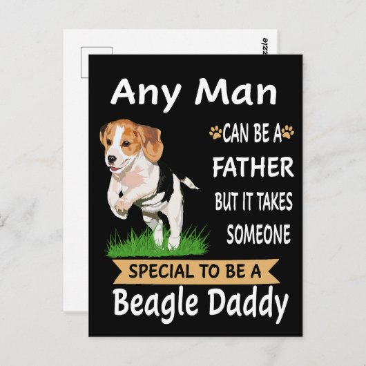3 Elke Man Beagle Daddy Briefkaart (Voorkant / Achterkant)