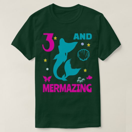 3 en 3 jaar oude zeemeerminnende dag cadeau samenv t-shirt (Design voorkant)