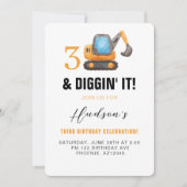 3 en Diggin’ It | Bouwthema 3e verjaardag Kaart (Voorkant)