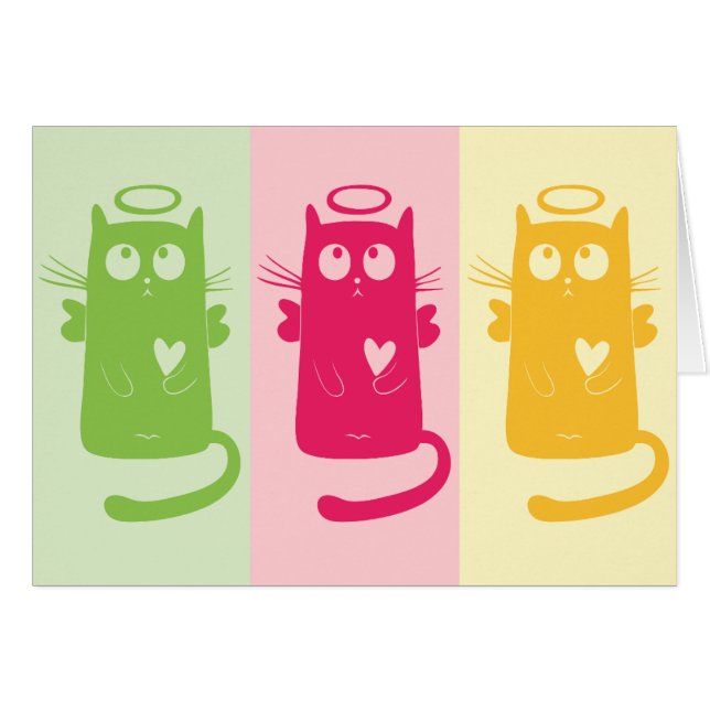 3 engelachtige katten lege notitiekaarten (Voorkant Horizontaal)
