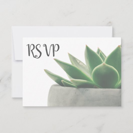 3 Entree Choice Modern Green Succulent RSVP Kaartje (Voorkant)