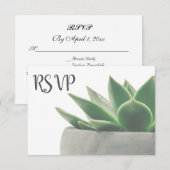 3 Entree Choice Modern Green Succulent RSVP Kaartje (Voorkant / Achterkant)
