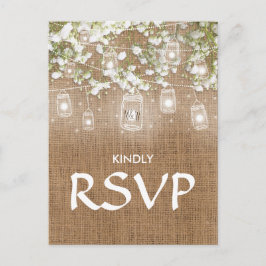 3 Entree Choice RSVP Baby's Breath Rustieke Burlap Uitnodiging Briefkaart