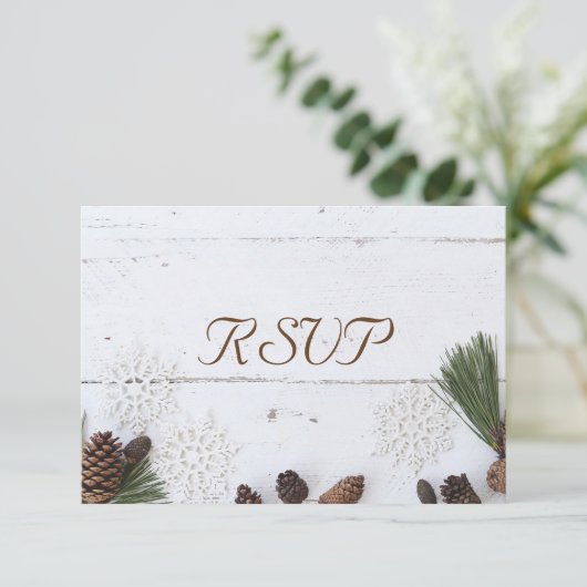 3 Entree Choice Winter Pinecone en Snowflake RSVP (Staand voorkant)