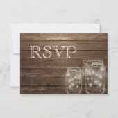 3 Entree Choices Rustic Mason Jar Wedding Response RSVP Kaartje (Voorkant)