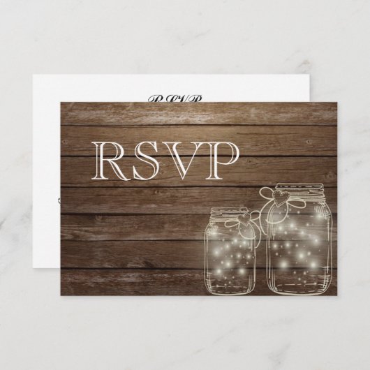 3 Entree Choices Rustic Mason Jar Wedding Response RSVP Kaartje (Voorkant / Achterkant)