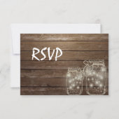 3 Entree Choices Rustic Mason Jar Wedding Response RSVP Kaartje (Voorkant)