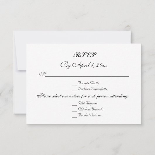 3 Entree Choices Rustic Mason Jar Wedding Response RSVP Kaartje (Achterkant)