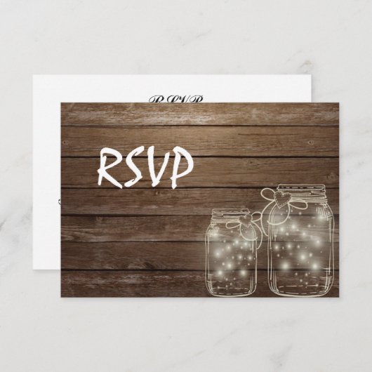 3 Entree Choices Rustic Mason Jar Wedding Response RSVP Kaartje (Voorkant / Achterkant)