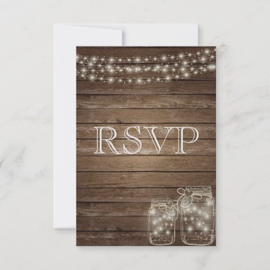 3 Entree Choices Rustic Mason Jar Wedding Response RSVP Kaartje (Voorkant)