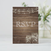 3 Entree Choices Rustic Mason Jar Wedding Response RSVP Kaartje (Staand voorkant)